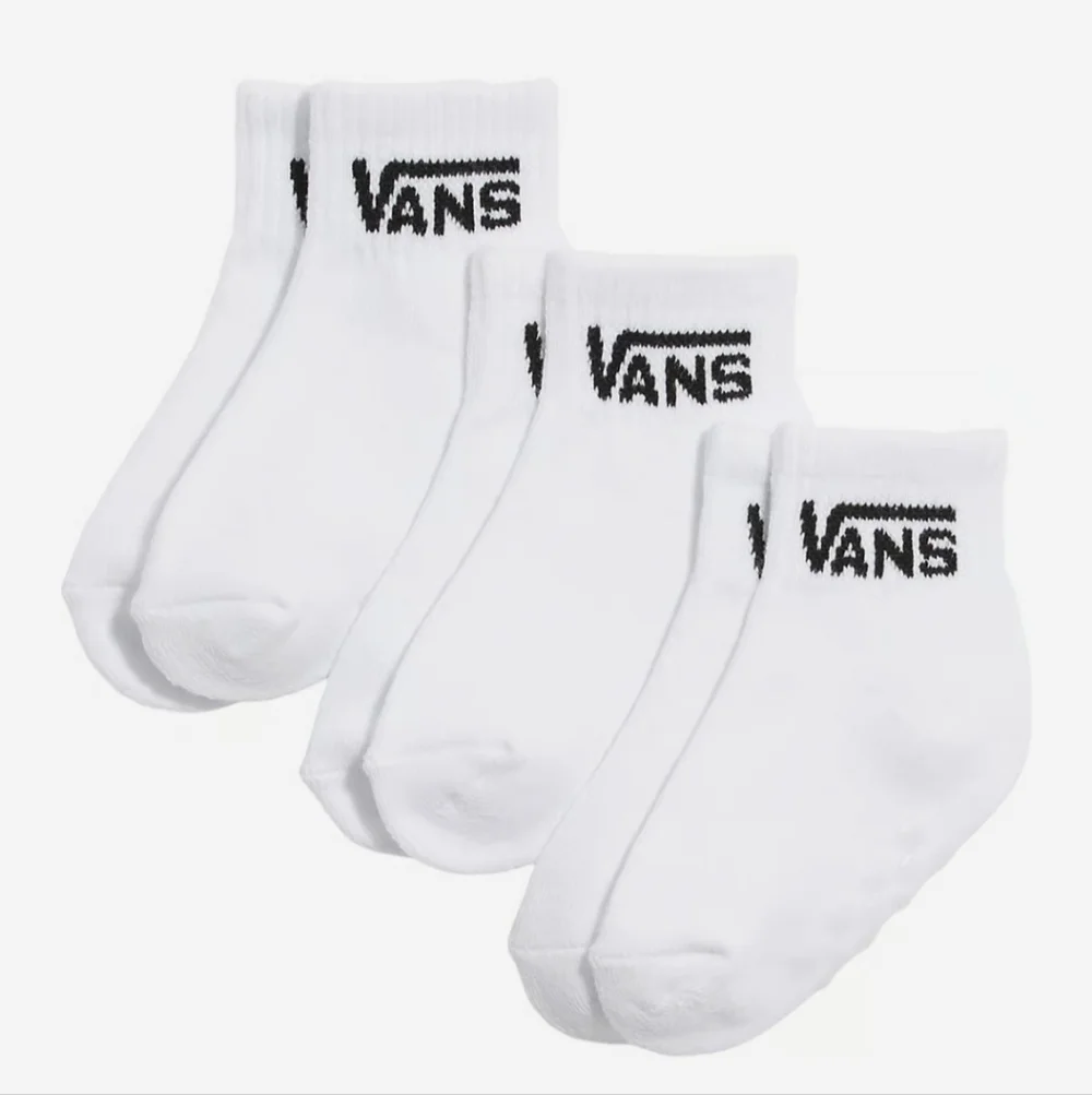 NWT Kid's Vans White Ankle Socks with Black Logo - 3-Pack